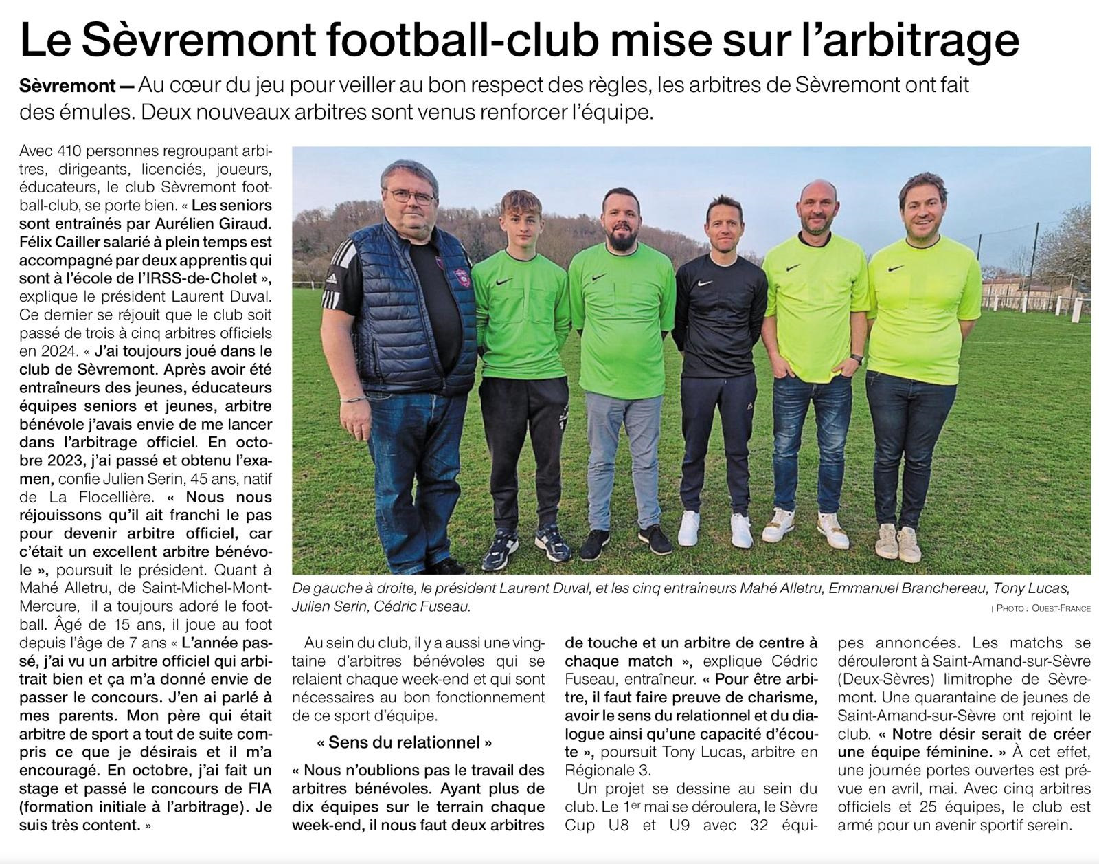 Article Ouest France du 26/03/2024